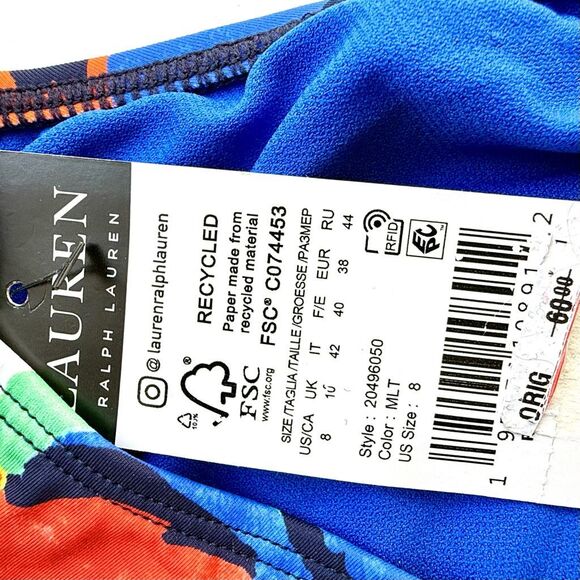 NWT Lauren Ralph Lauren Bold Floral Print Bikini Bottom.  Size 8 - Picture 5 of 7